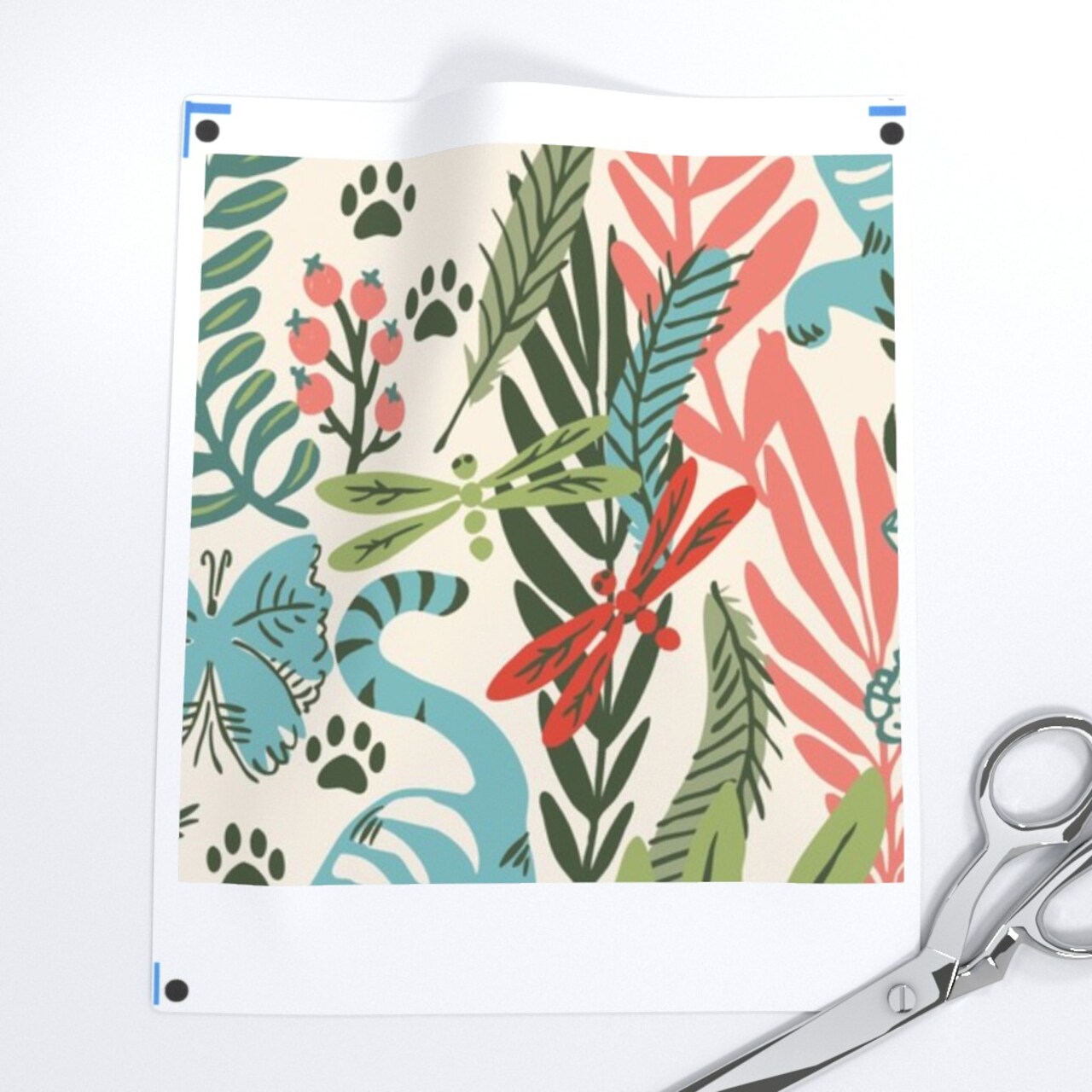 Happy Cats Botanical Bright Pastel Colorful Cheerful Custom Printed Fabric by Spoonflower Various Fabrics by the Yard or Fat Quarter